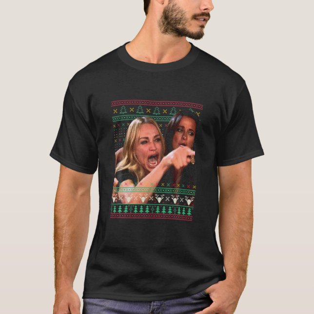 Camiseta Mulher Gritando Em Um Sumo De Natal Feio (Frente)