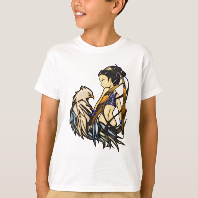 Camiseta Mulher guerreira asiática e águia (Frente)