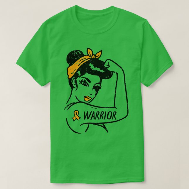 Camiseta Mulher Guerreira Inseparável Leucemia Laranja Fita (Frente do Design)