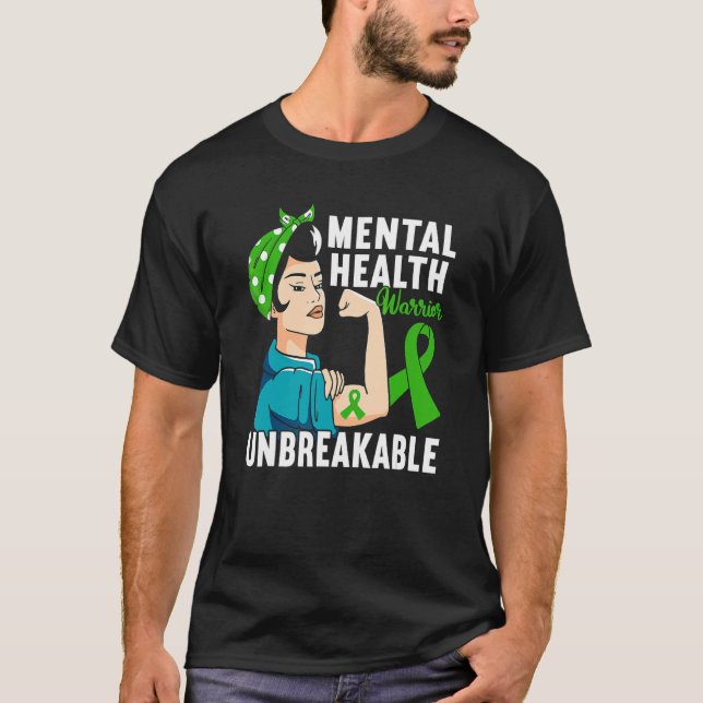 Camiseta Mulher Guerreira Verde Fita Mental Consciência (Frente)