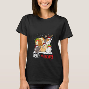 Camiseta Mulher Guiné Fofa Suína Pigma Feliz Natal Guiné