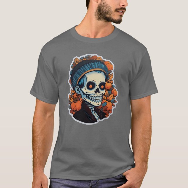 Camiseta Mulher Halloween e Pumpkins para a garota do Hallo (Frente)