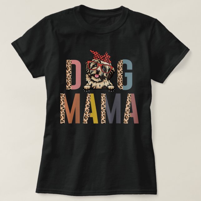 Camiseta Mulher Havanesa Mama Leopard Imprima Cachorro (Frente do Design)