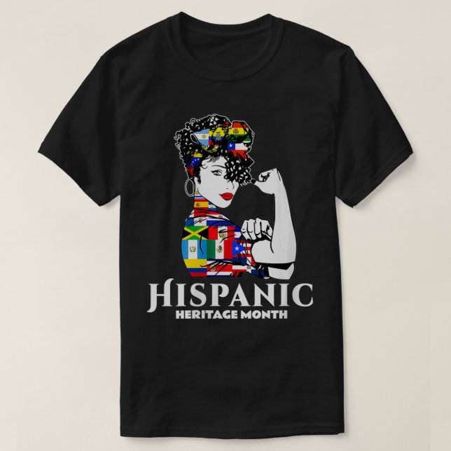 Camiseta Mulher Herança Hispânica Mês Mulher Latino (Frente do Design)