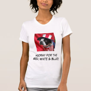 Camiseta Mulher Hooray para o t-shirt vermelho & azul de