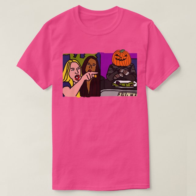 Camiseta Mulher horrorosa do Halloween gritando em Cat Meme (Frente do Design)
