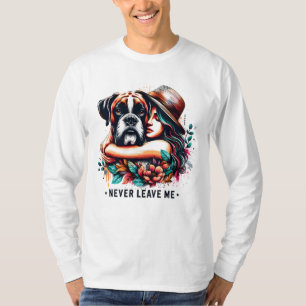 Camiseta Mulher Hugging Bulldog em Chapéu