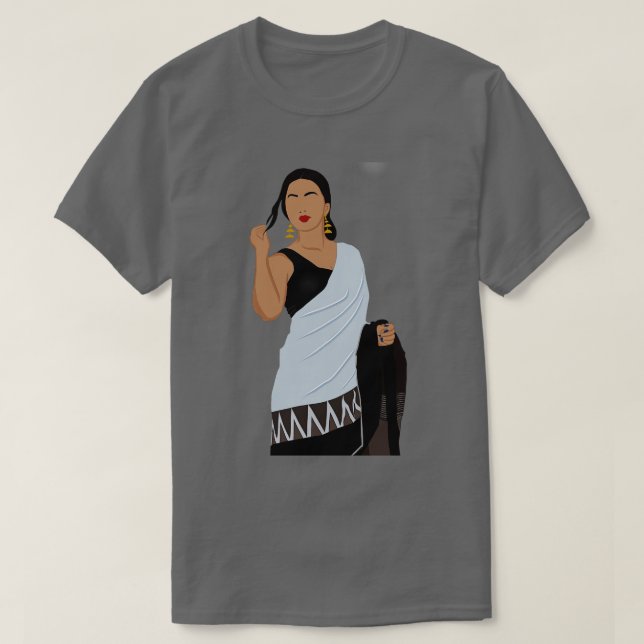 Camiseta Mulher indiana sem rosto em preto sagrado e sem do (Frente do Design)