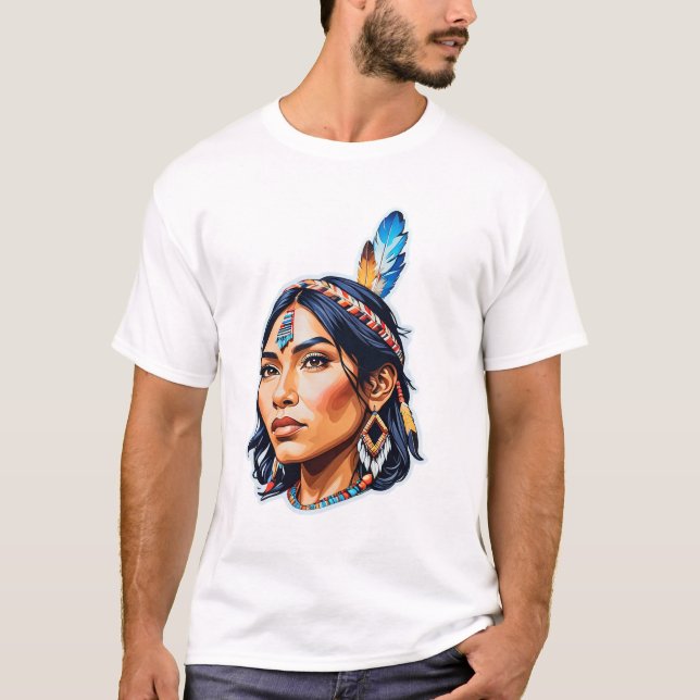 Camiseta Mulher Indígena Americana (Frente)