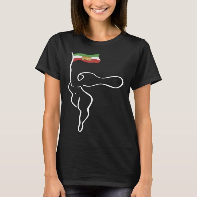 Camiseta MULHER iraniana segurando bandeira iraniana com Li (Frente)