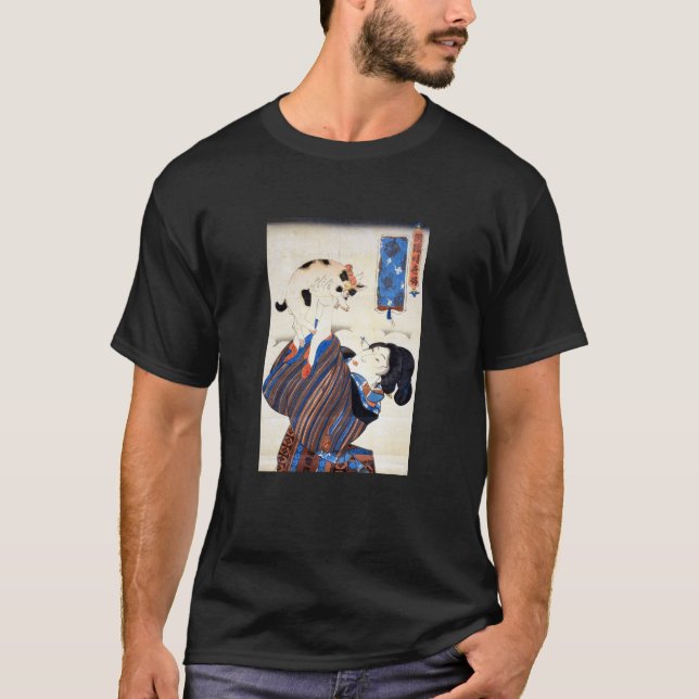 Camiseta Mulher japonesa com Cat, Utagawa Kuniyoshi (Frente)
