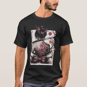 Camiseta Mulher Japonesa Flor de CerejeiraTatuagem Arte Gei