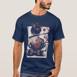 Camiseta Mulher Japonesa Flor de CerejeiraTatuagem Arte Gei