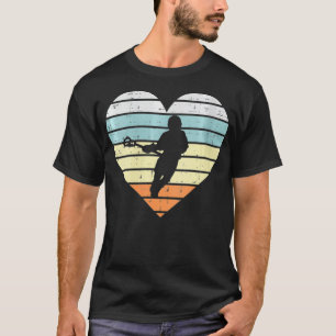 Camiseta Mulher Lacrosse Player Silhouette Heart Retro La M