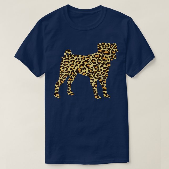 Camiseta Mulher Leopardo Imprime Pug Cujo Cachorro De Anima (Frente do Design)
