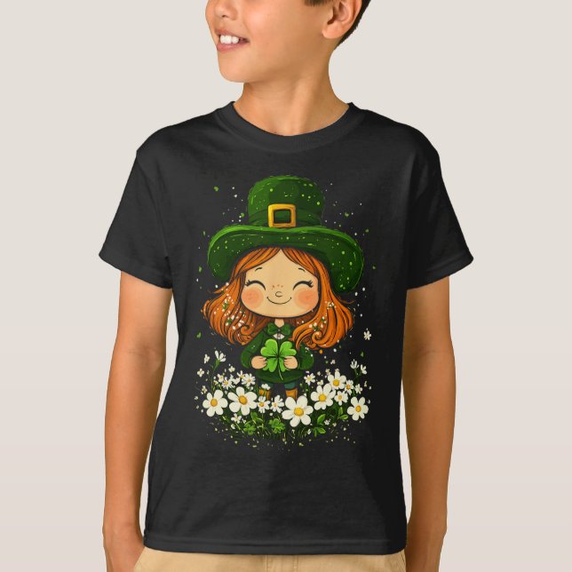 Camiseta Mulher Leprechaun Shamrock Girls Dia de São Patríc (Frente)