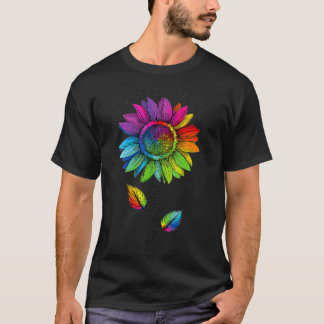 Camiseta Mulher LGBTQ Arco-Íris Girassol Orgulho Mundial da