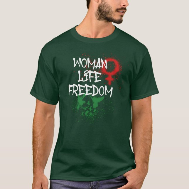 Camiseta mulher liberdade de vida birdsirangraffiti retro (Frente)