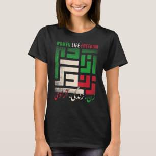 Camiseta Mulher Liberdade Zan Zendegi Azadi Farsi calligr