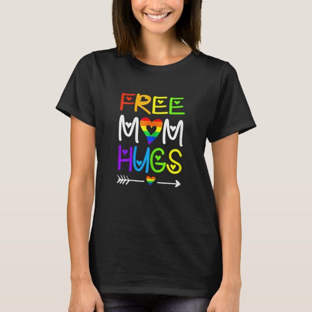 Camiseta Mulher Liberta Mãe Abraça Arco Arco-Íris Orgulho L (Frente)