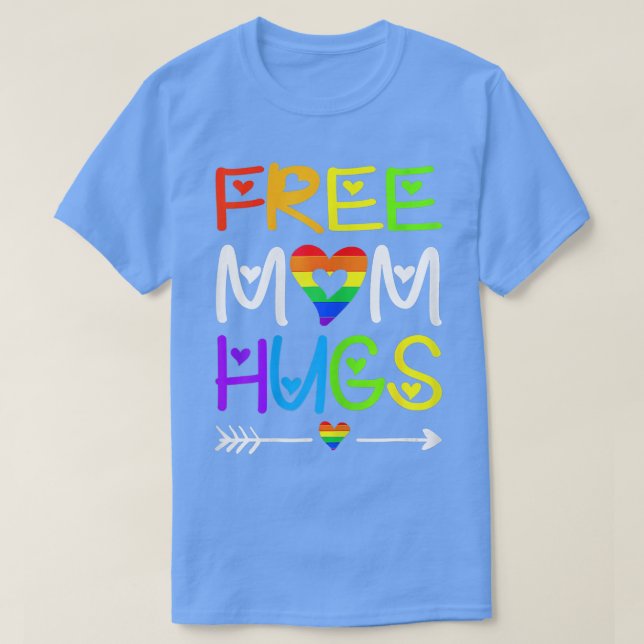 Camiseta Mulher Liberta Mãe Abraça T Rainbow Heart LGBT Pri (Frente do Design)