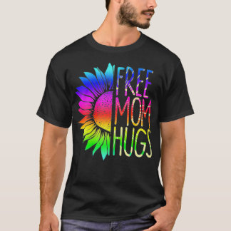 Camiseta Mulher Livre Mãe Abraça LGBT Arco-Íris Girassol