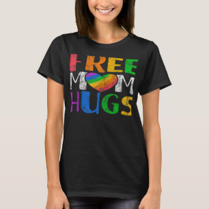 Camiseta Mulher Livre Mãe Abraça LGBT Gay do Coração Arco-Í