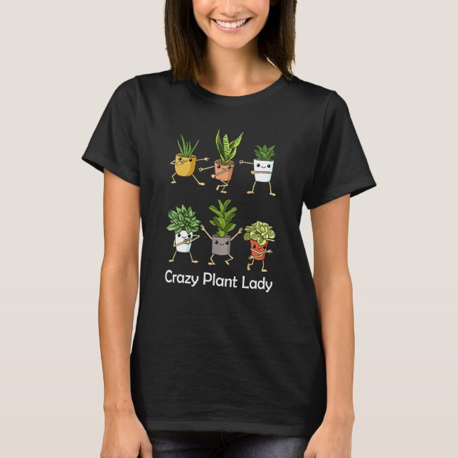 Camiseta Mulher Louca Senhora das Plantas Com Vasos de Plan (Frente)