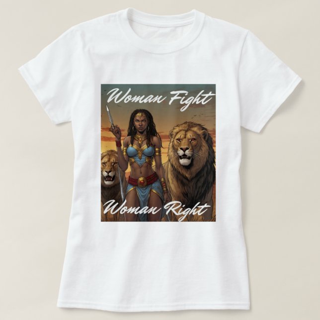 Camiseta Mulher Luta, Mulher Direita (Frente do Design)