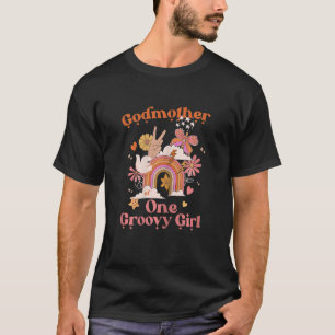 Camiseta Mulher Madrinha De Uma Garota De Groovy Boho Hippi