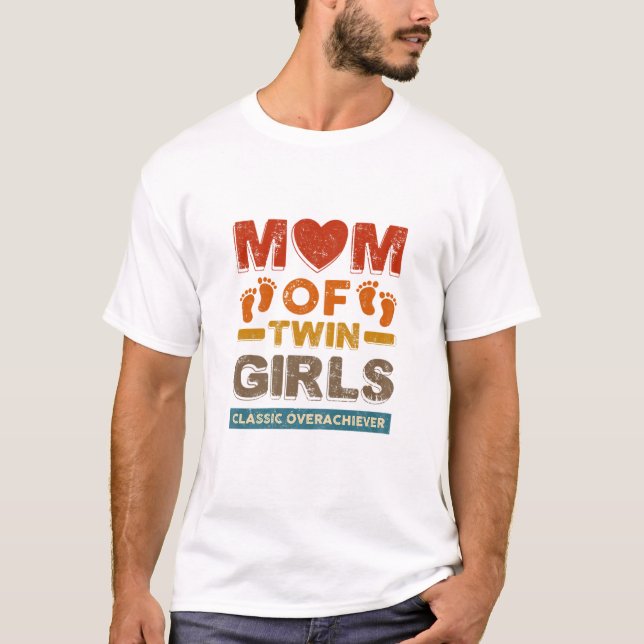 Camiseta Mulher Mãe De Gêmeas Gêmeas, Gêmeas Clássicas, Gêm (Frente)