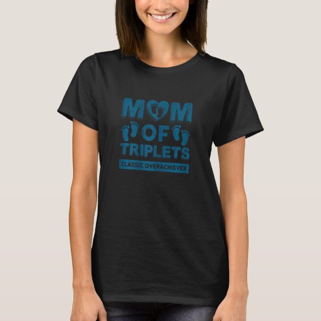 Camiseta Mulher Mãe de Triplets Clássico de Superaquedista  (Frente)