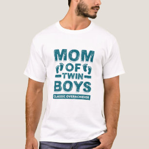 Camiseta Mulher Mãe De Twin Boys Gêmeos Gêmeos Gêmeos