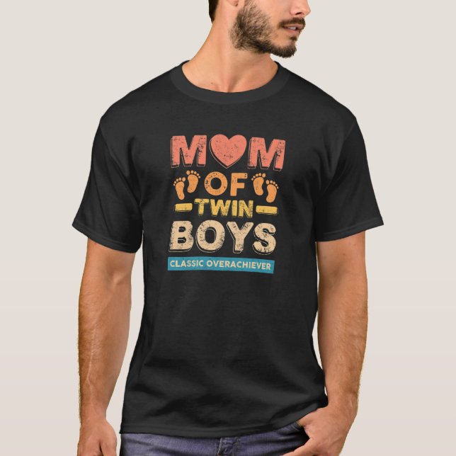 Camiseta Mulher Mãe De Twin Boys Gêmeos Gêmeos Gêmeos (Frente)