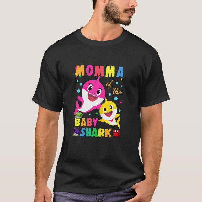 Camiseta Mulher Mãe Do Aniversário Mãe Shark Fami (Frente)