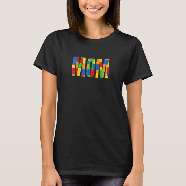 Camiseta Mulher Mãe Mãe, Pai Brick Master Builder Bl (Frente)
