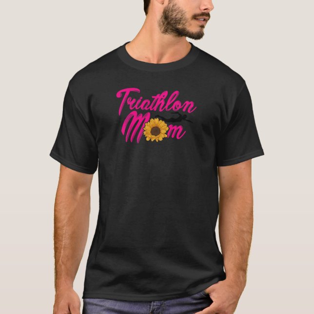 Camiseta Mulher Mãe, Natação de bicicleta de corrida, Triat (Frente)