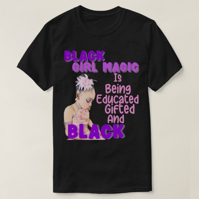 Camiseta Mulher Mágica Negra Educada da Rainha Africana Ki (Frente do Design)