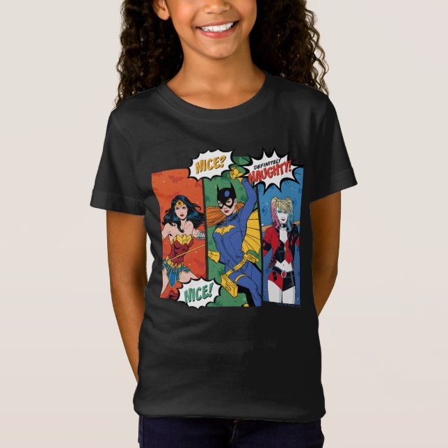 Camiseta Mulher Maravilha, Batgirl e Harley Quinn Holiday (Frente)
