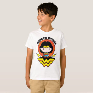 Camiseta Mulher Maravilha Chibi com Bolinhas e logotipo