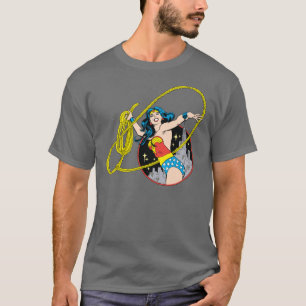 Camiseta Mulher Maravilha com fundo de cidade