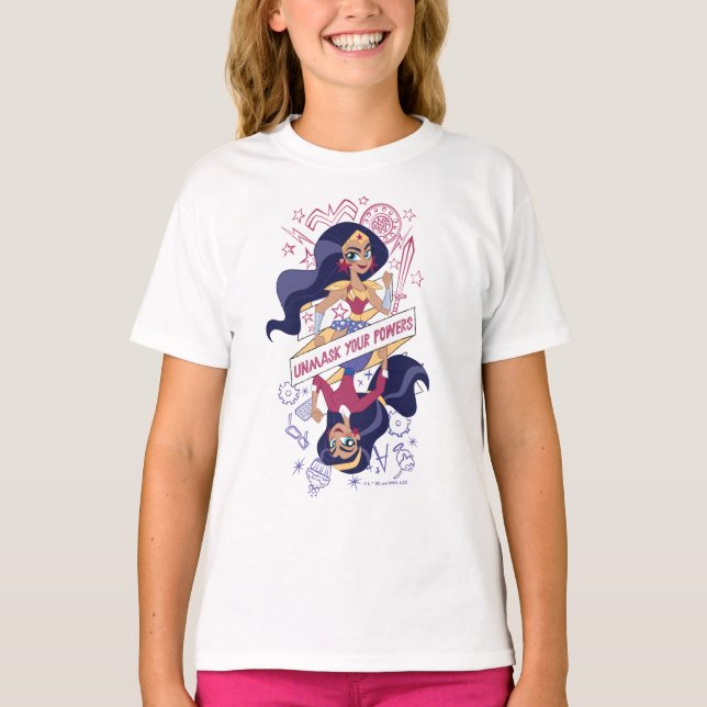 Camiseta Mulher Maravilha Desmascarar Seus Poderes (Frente)