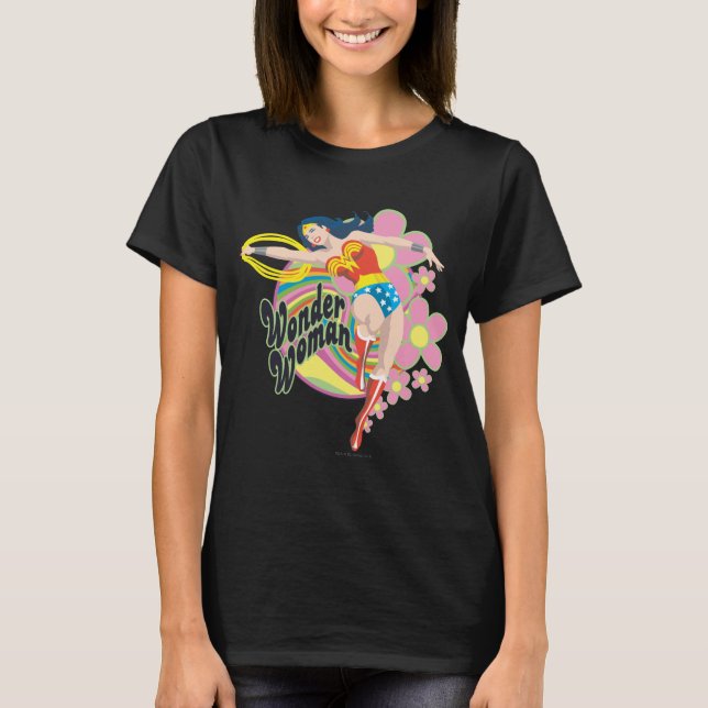 Camiseta Mulher Maravilha Flores Retro (Frente)