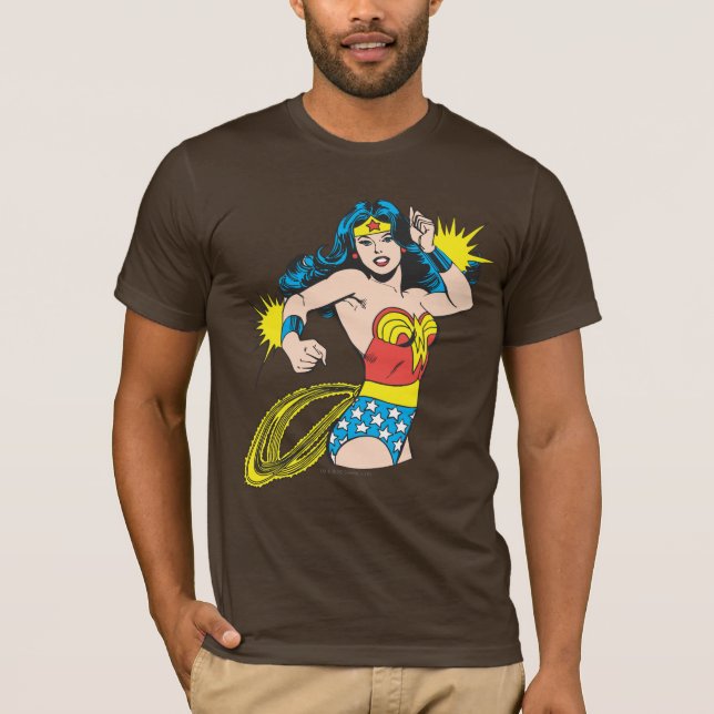 Camiseta Mulher Maravilha Gire com Flores (Frente)