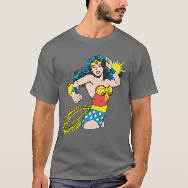 Camiseta Mulher Maravilha Gire com Flores (Frente)