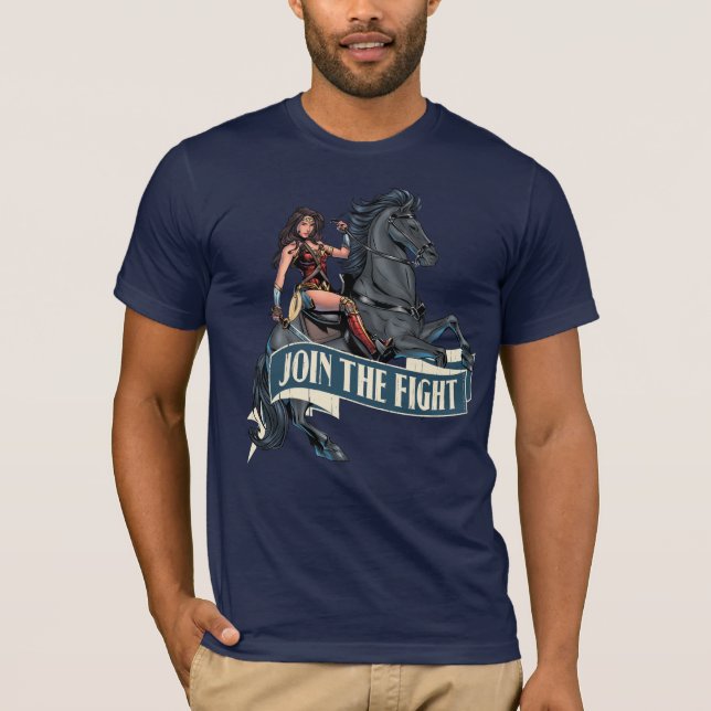 Camiseta Mulher Maravilha na Arte Cômica dos Cavalos (Frente)