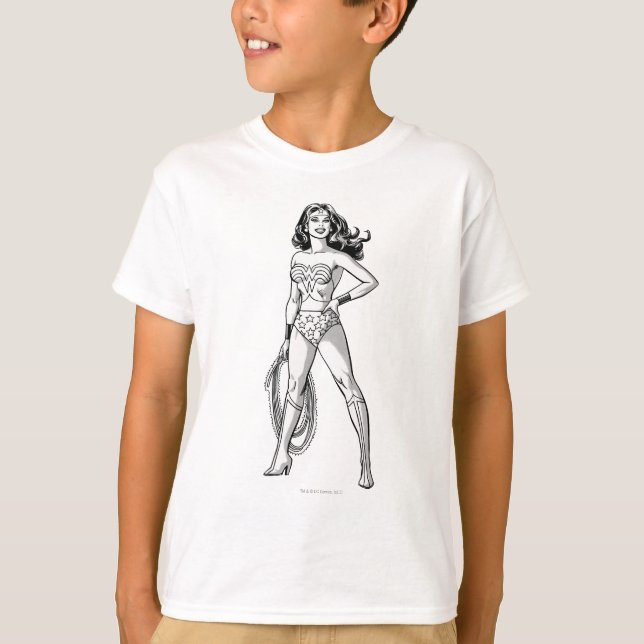 Camiseta Mulher Maravilha Preta e Branco (Frente)