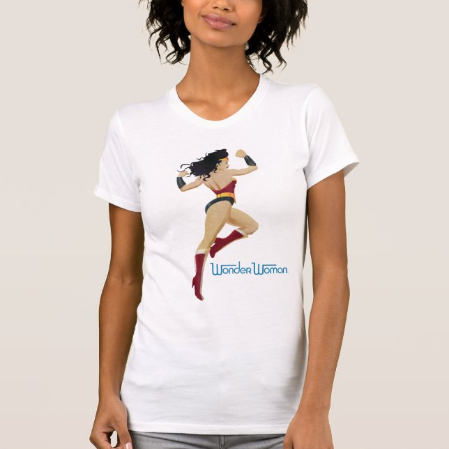 Camiseta Mulher Maravilha Retro City Sunburst e Estrelas (Frente)