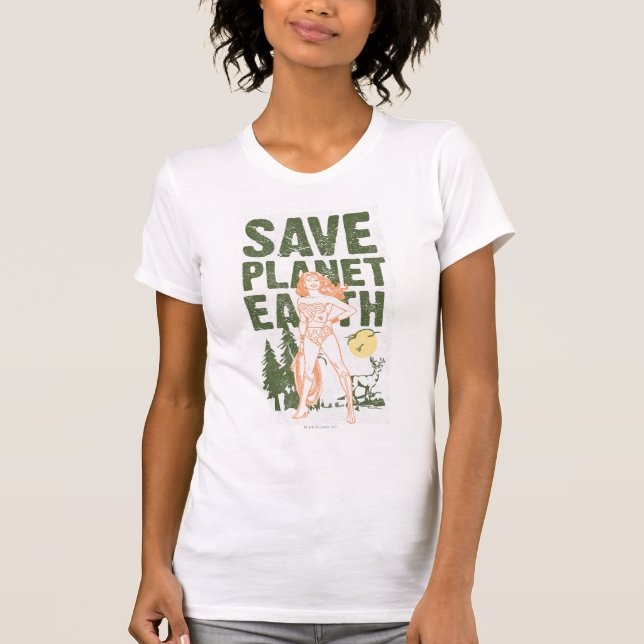 Camiseta Mulher Maravilha Salva Planeta Terra (Frente)