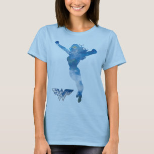 Camiseta Mulher Maravilha Silhueta Azul Sky